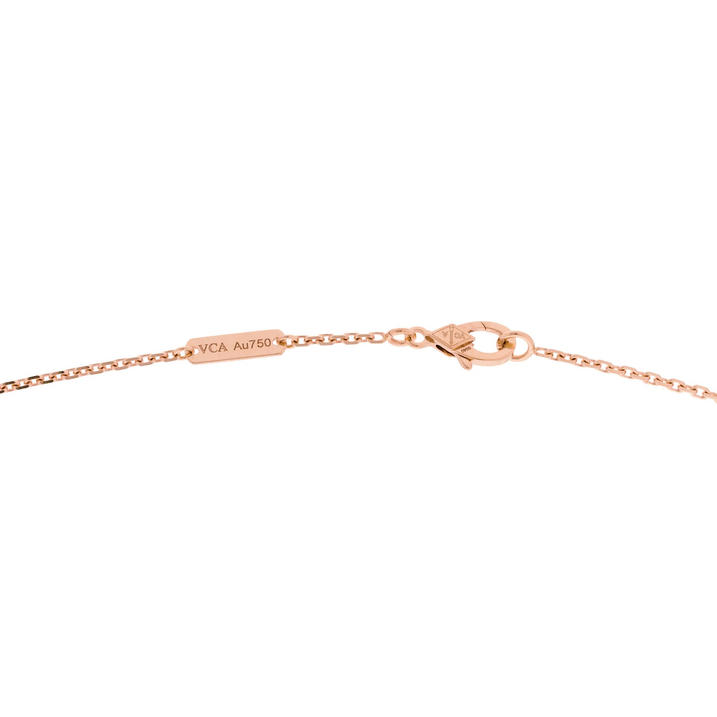 18K Rose Gold Diamond Rhodonite Vintage Alhambra Pendant Necklace