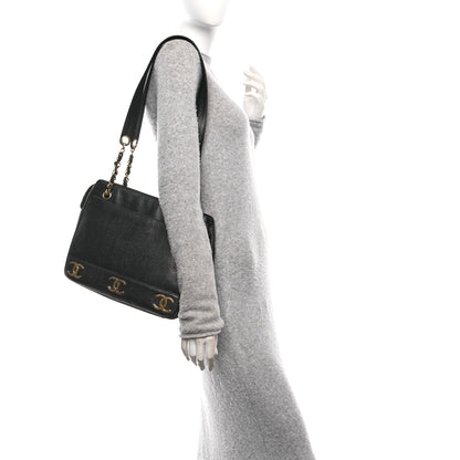 Chanel Caviar Triple CC Shoulder Bag Black 2 of 11