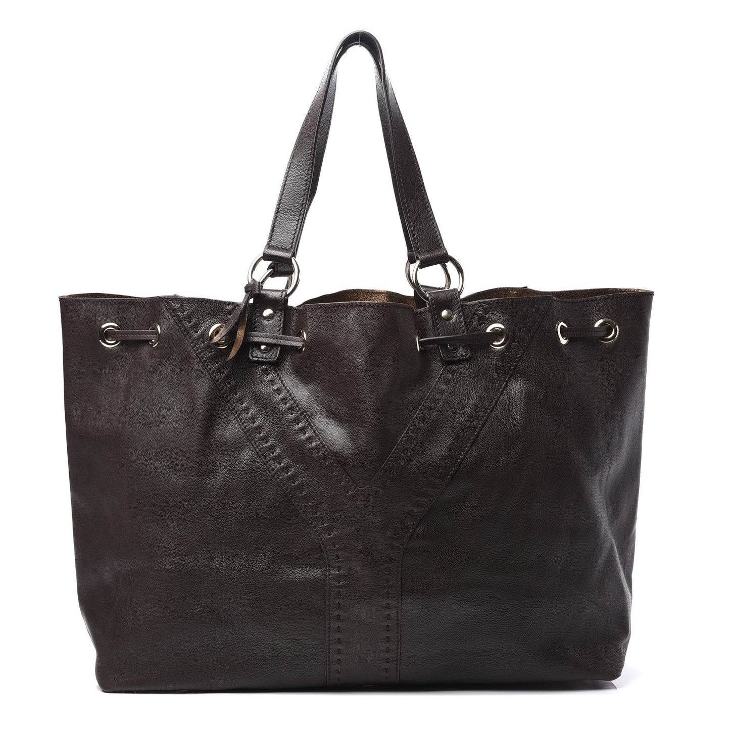Calfskin Reversible Double Sac Y Tote Gold Brown