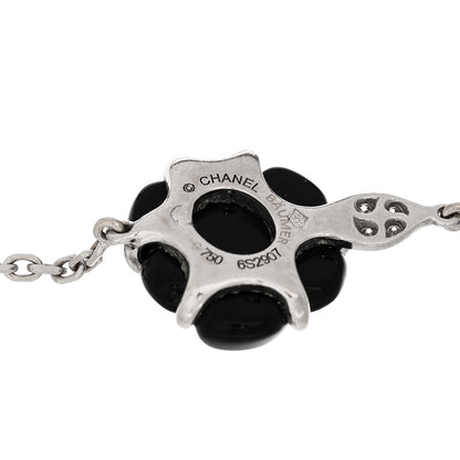 Chanel 18K White Gold Diamond Black Onyx Camelia Sculpte Bracelet 3 of 3