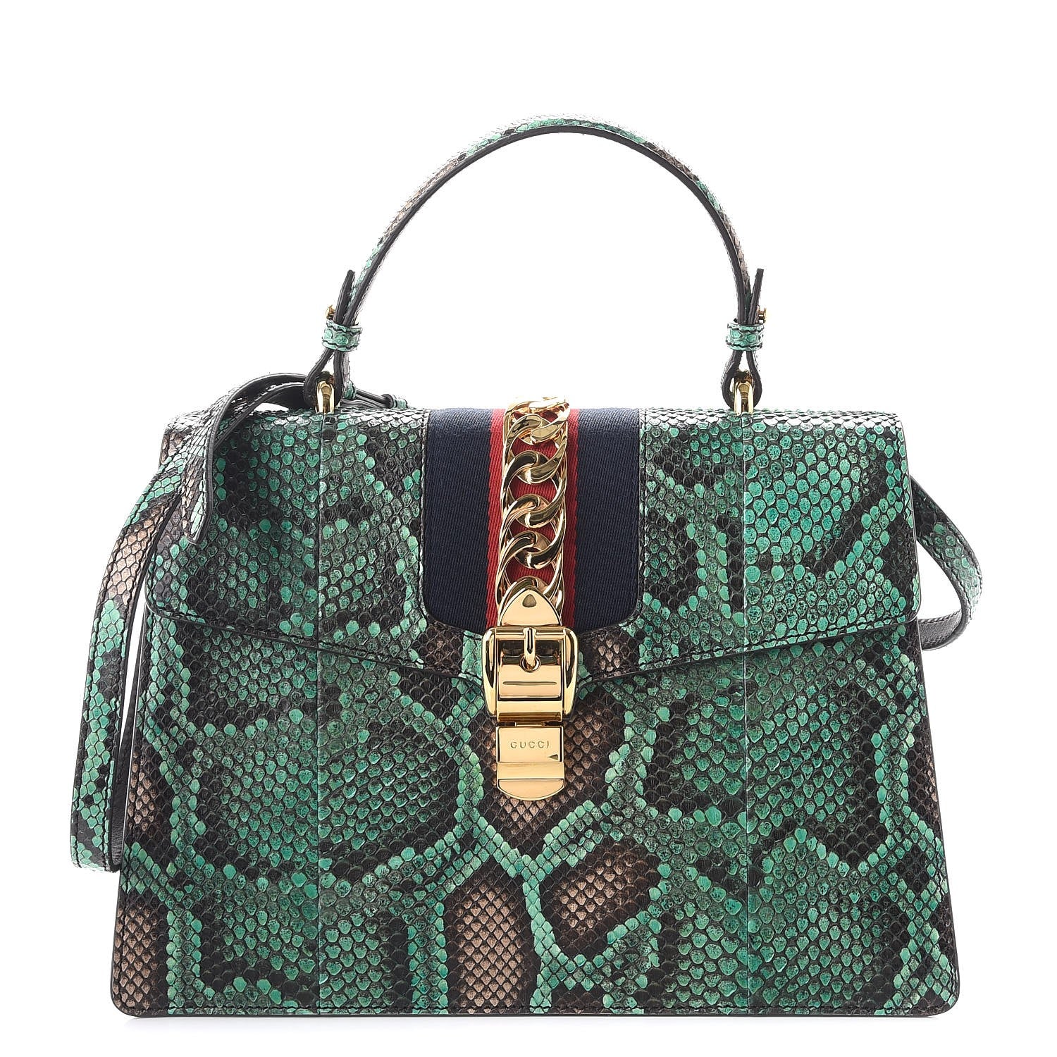 Gucci Python Medium Sylvie Top Handle Light Green 1 of 8