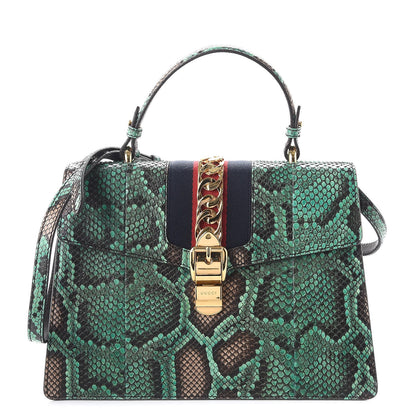 Gucci Python Medium Sylvie Top Handle Light Green 1 of 8