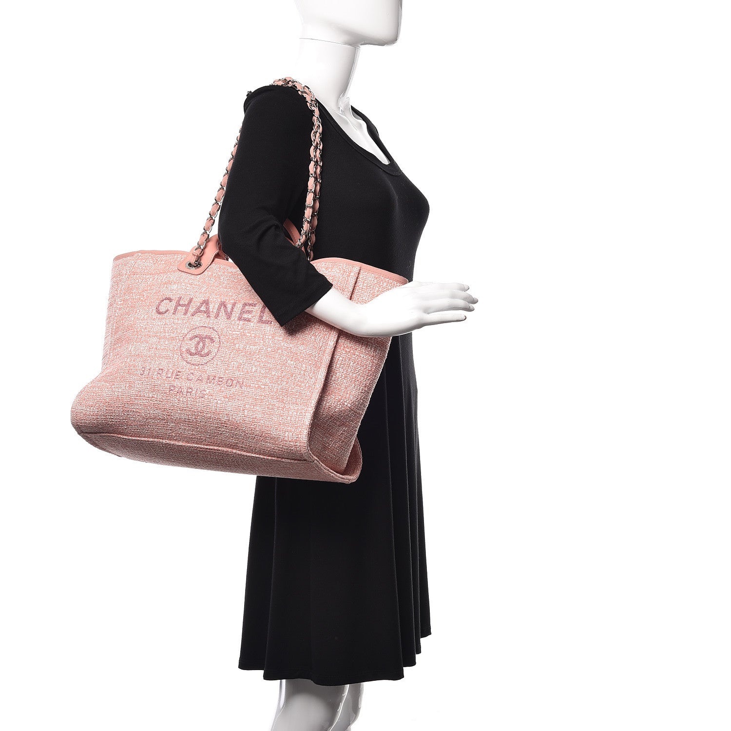 Chanel Canvas Large Deauville Tote Pink 2 of 9