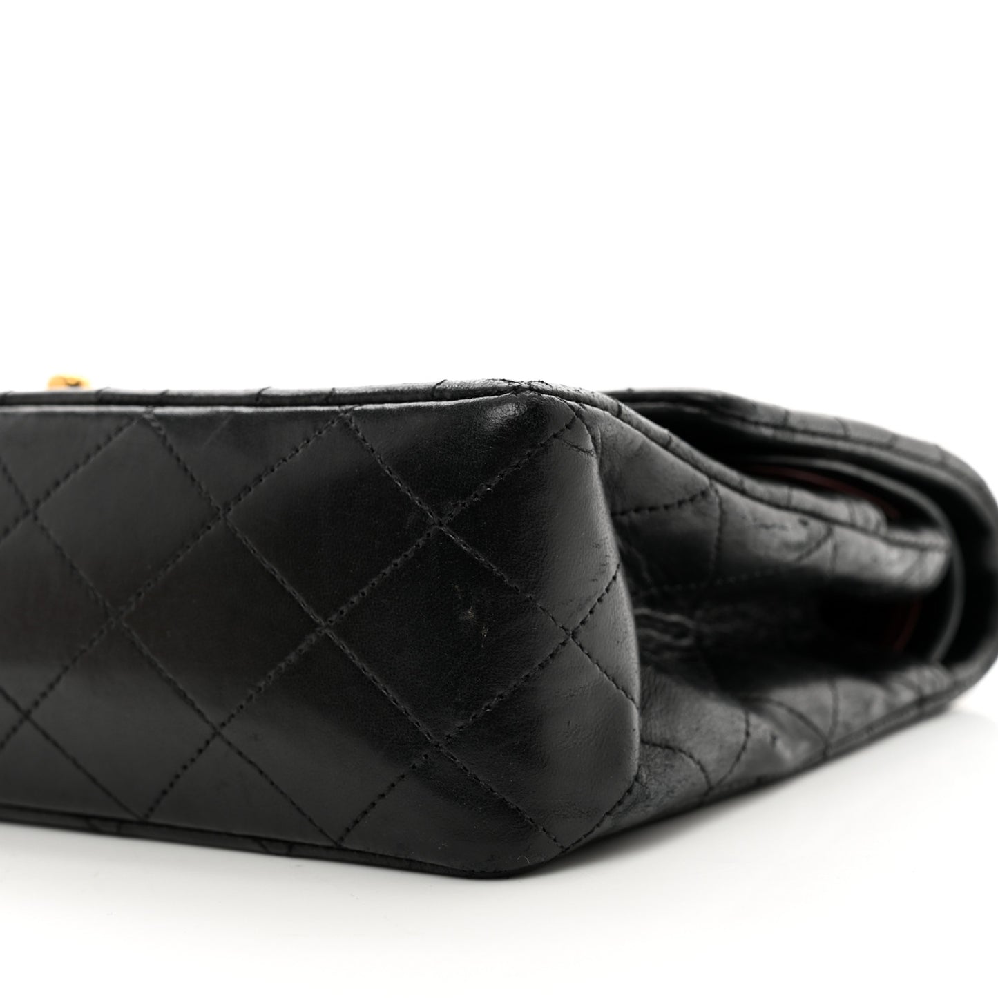 Lambskin Quilted Medium Double Flap Black