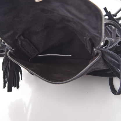 Saint Laurent Suede Fringe Toy Monogram Anita Crossbody Bag Black 6 of 9
