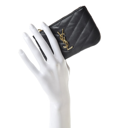 Saint Laurent Calfskin Matelasse Monogram Key Pouch Black 2 of 8