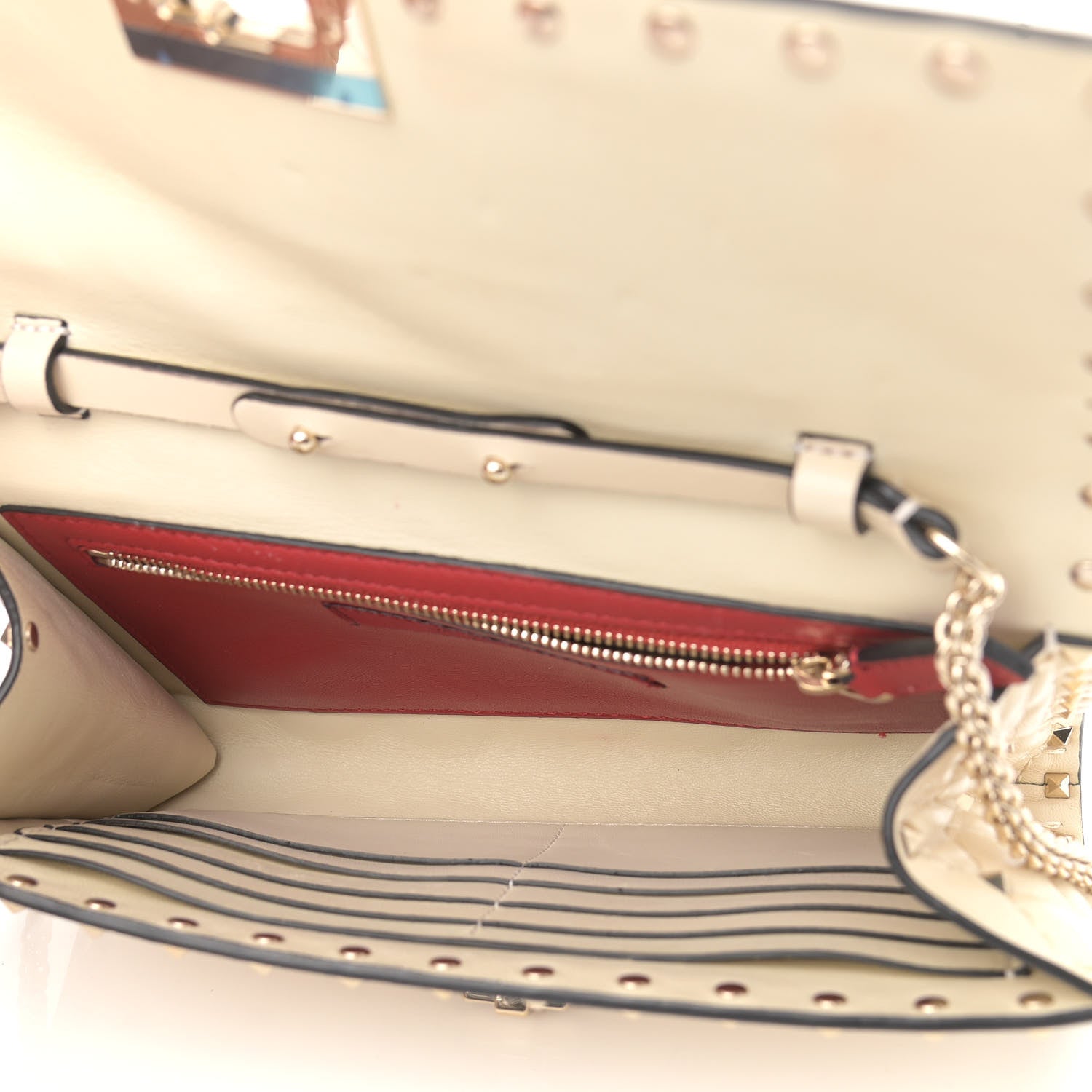 Valentino Garavani Nappa Rockstud Spike Wallet on Chain Light Ivory 5 of 9