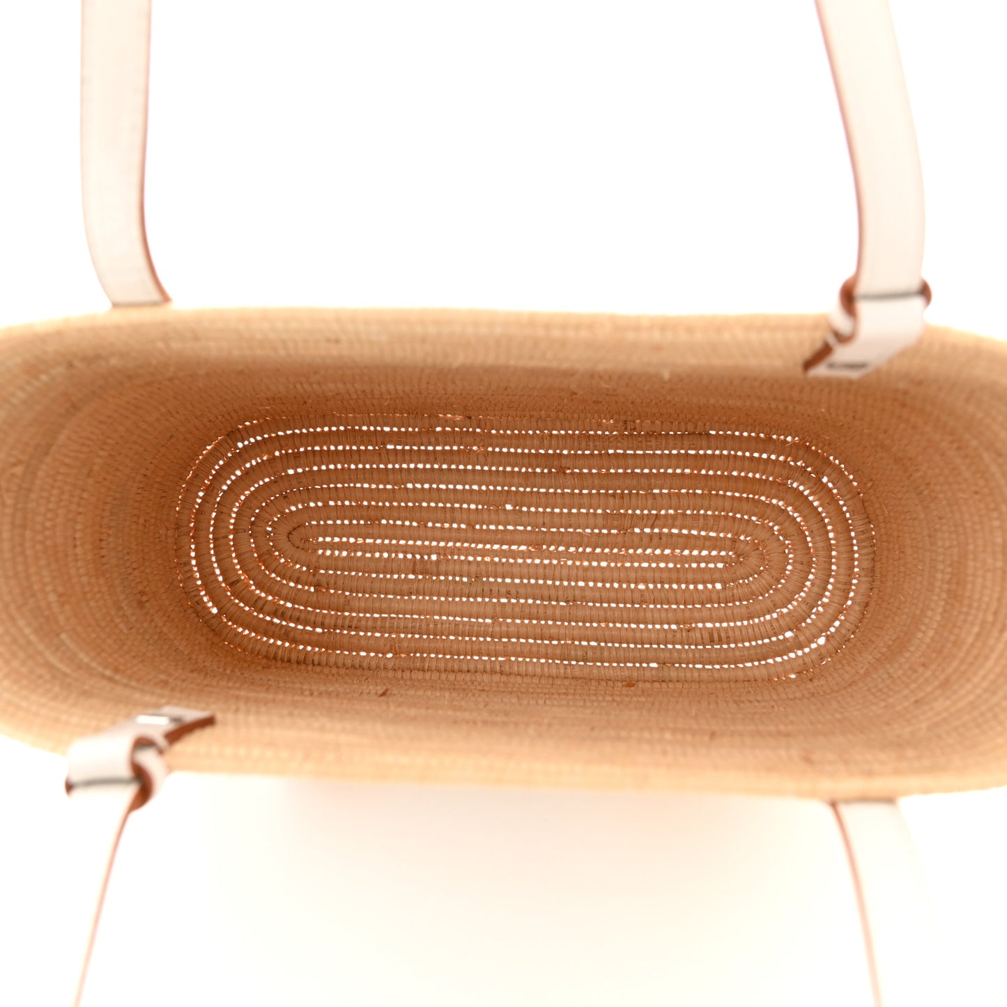 Raffia Square Small Basket Tote Bag Natural White