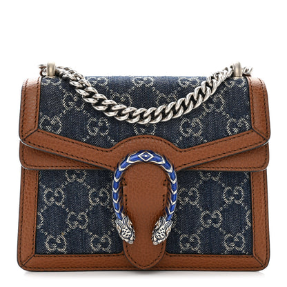 Gucci New Denim GG Monogram Dollar Calfskin Enamel Mini Dionysus Shoulder Bag Blue Tea Cuir Epilog Electric Blue 1 of 10