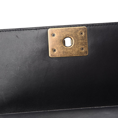 Chanel Lambskin Quilted Small Boy Studded Handle Flap Black Gold 8 of 9