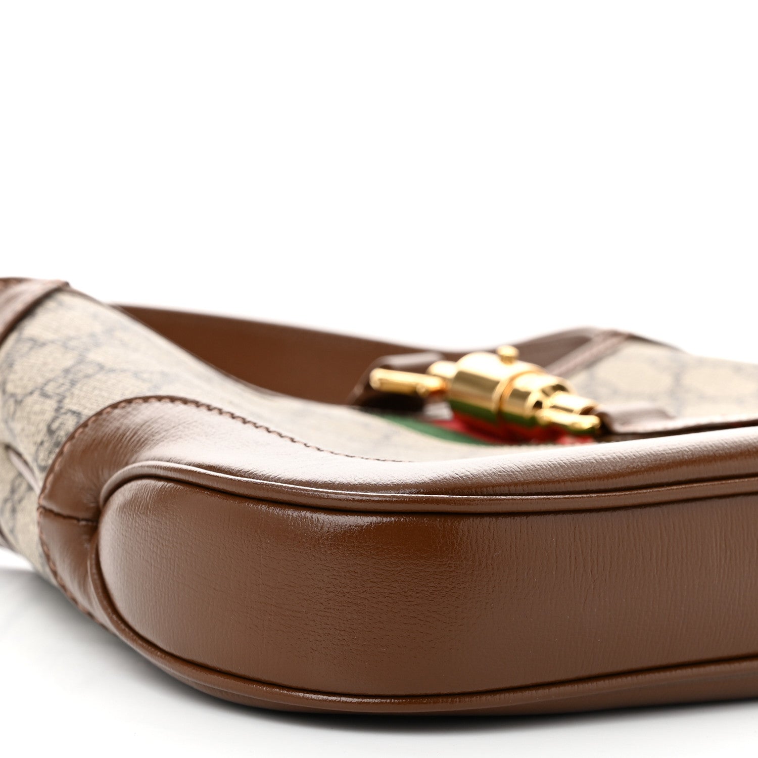 Gucci GG Supreme Monogram Azalea Calfskin Web Small Jackie 1961 Hobo Beige Ebony Brown Sugar 9 of 10