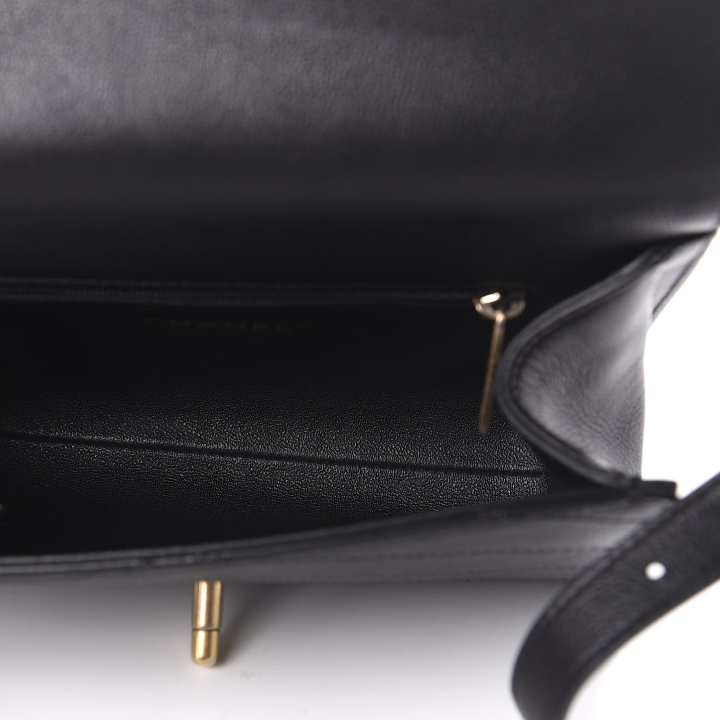 Calfskin Chevron Stitched Coco Waist Bag Black
