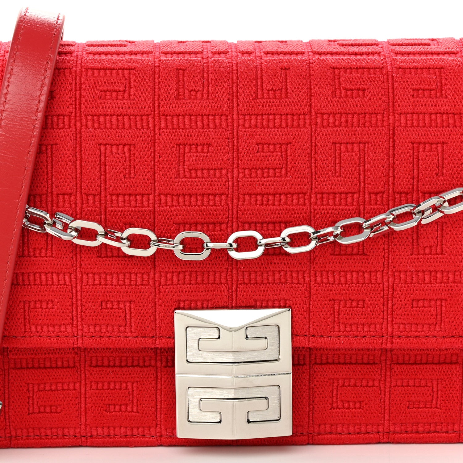 Givenchy Woven 4G Embossed 4G Crossbody Red 7 of 9