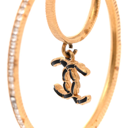 Chanel Crystal CC Drop Hoop Earrings Gold 6 of 6