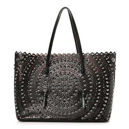 Alaia Calfskin Laser Cut Studded Mina 32 Tote Tote Black 1 of 12