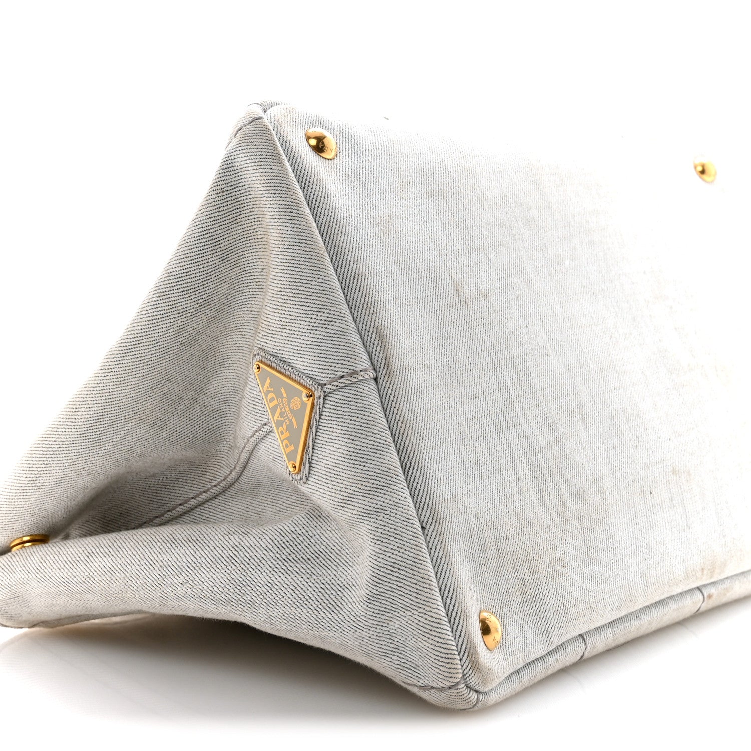 Prada Denim Logo Tote White 9 of 15