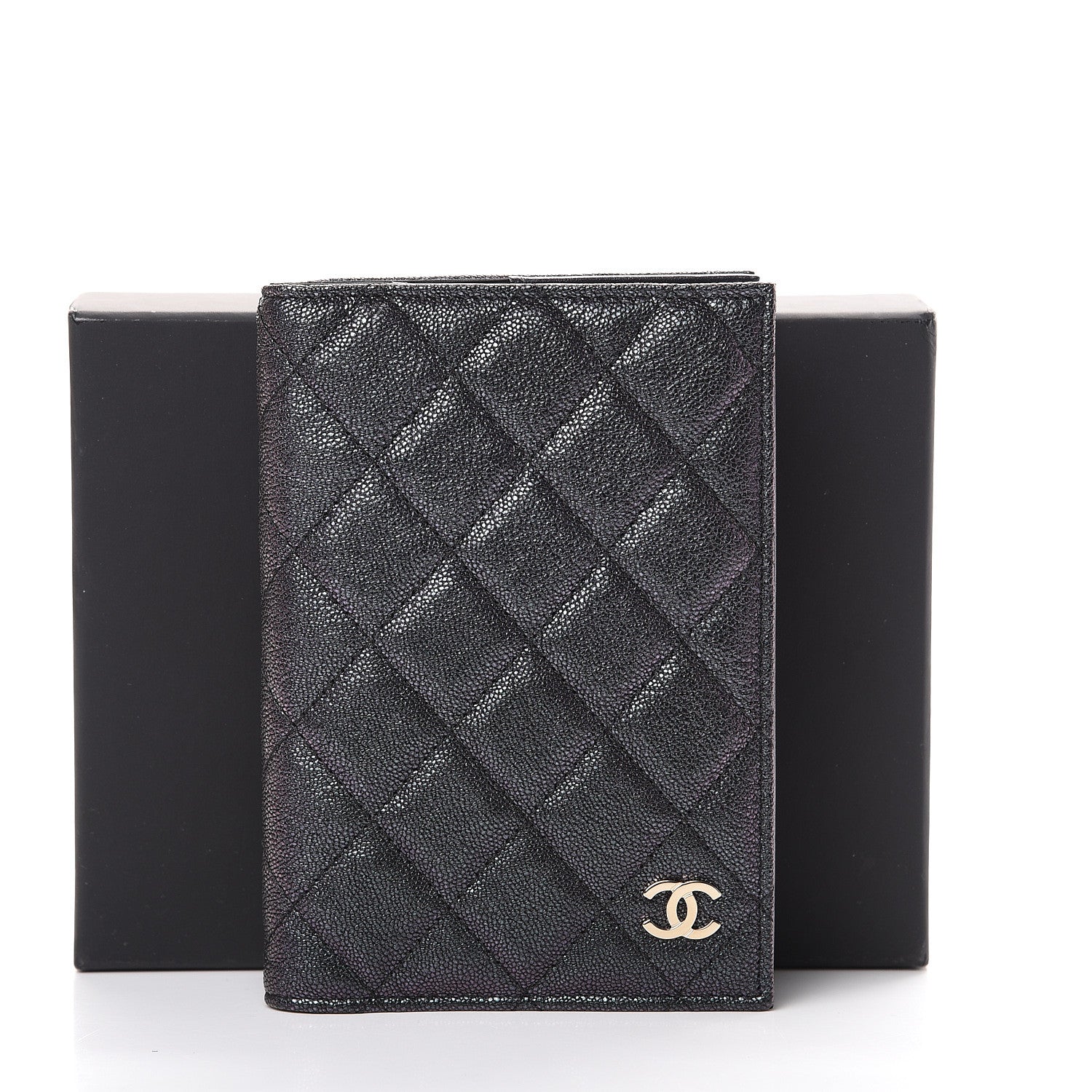 Chanel Iridescent Caviar Quilted Passport Holder Black 7 of 7