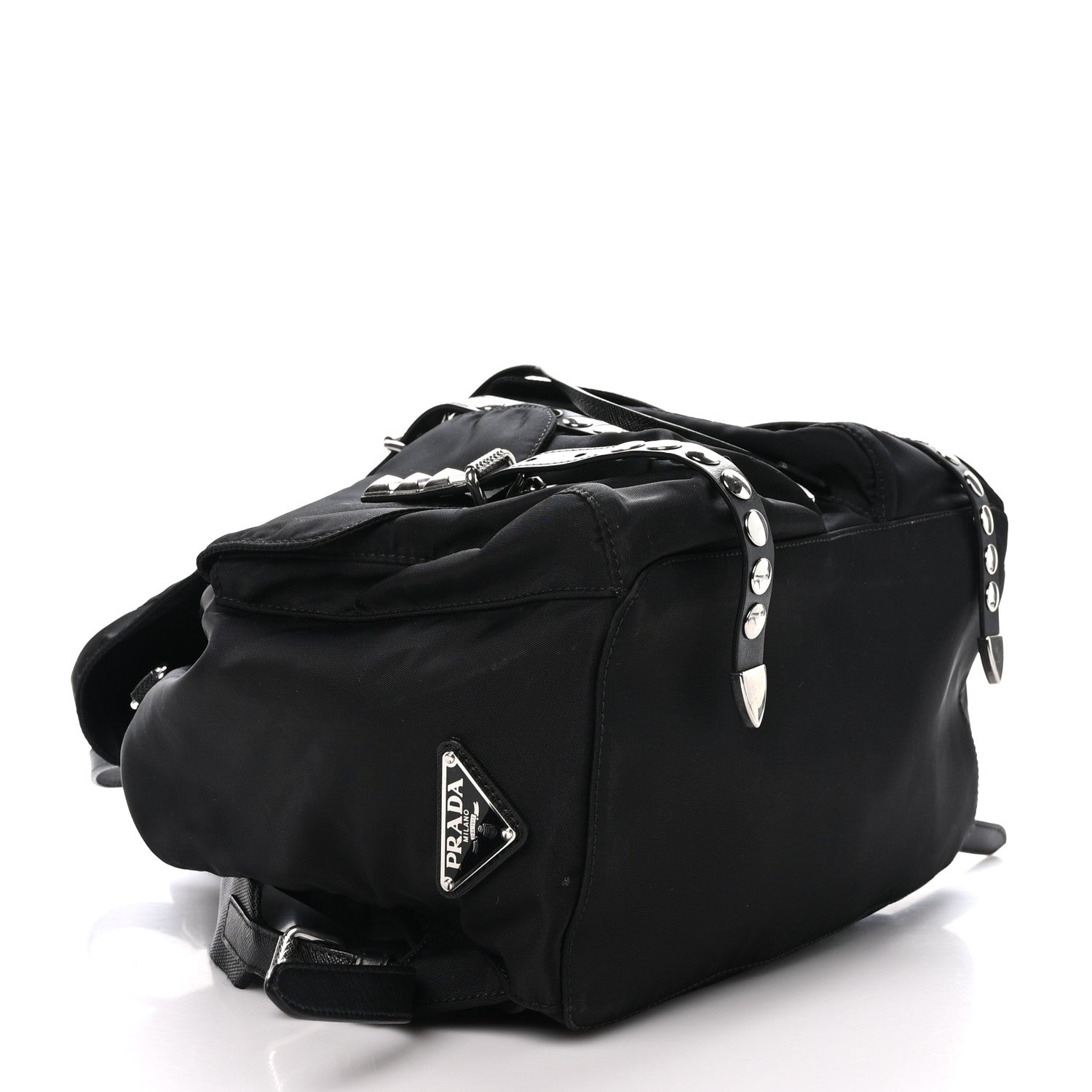 Prada Nylon New Vela Studded Backpack Black 4 of 9