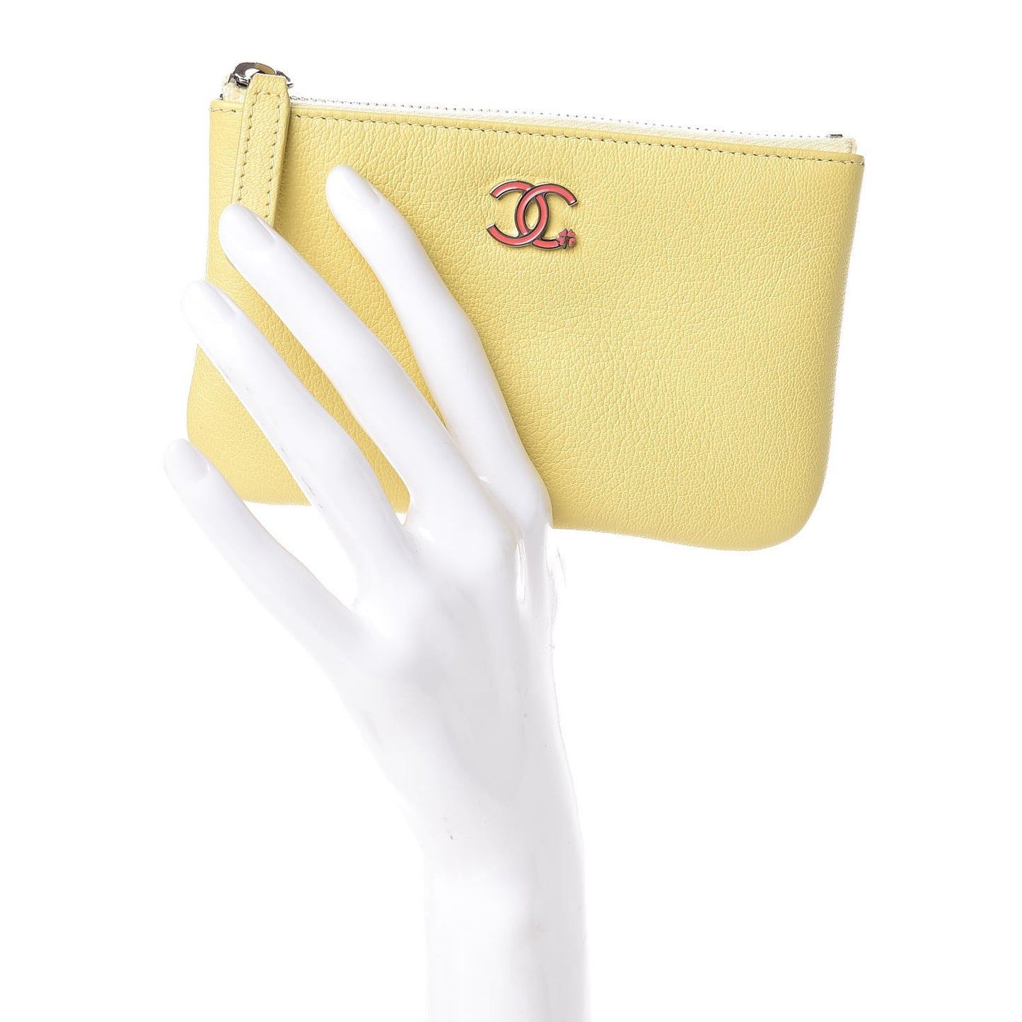 Goatskin Small CC Clover Cosmetic Case Yellow