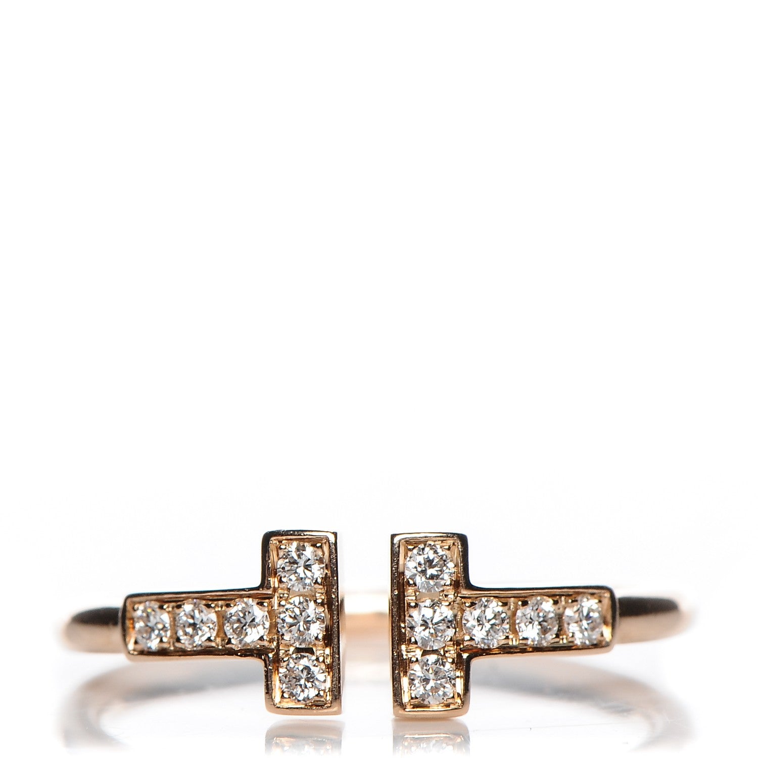Tiffany 18K Rose Gold Diamond T Wire Ring 52 6 1 of 6