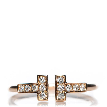 Tiffany 18K Rose Gold Diamond T Wire Ring 52 6 1 of 6
