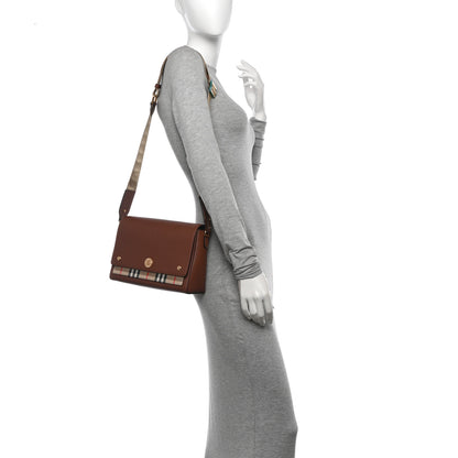 Burberry Calfskin Vintage Check Note Crossbody Bag Tan 2 of 10