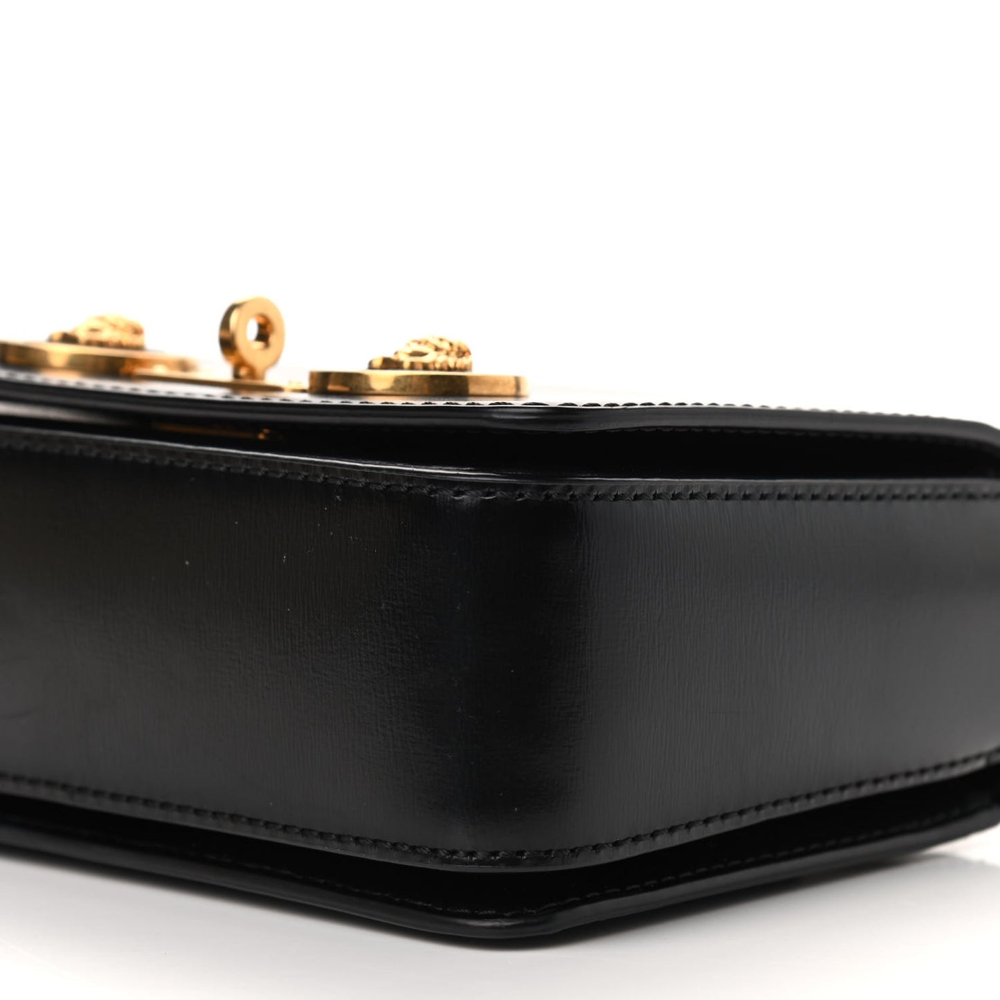 Calfskin Medallion Tribute Shoulder Bag Black