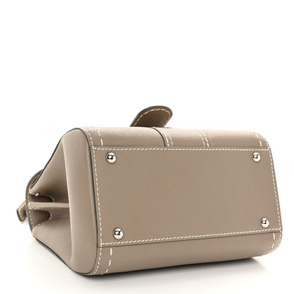 Delvaux Grained Rodeo Calfskin Surpique Mini Brillant Satchel Tourterelle Ivory 4 of 10