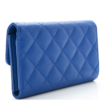 Chanel Caviar Quilted Studded CC Medium Flap Wallet Blue 2 of 7