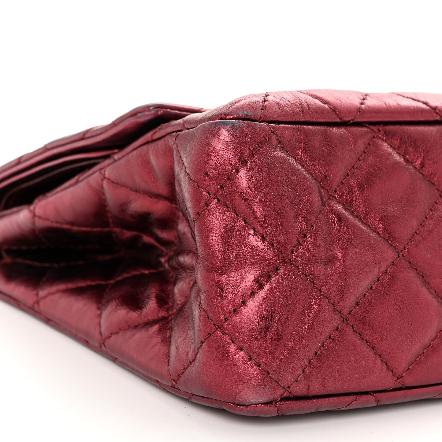 Metallic Aged Calfskin Quilted 2.55 Reissue 227 Flap Dark Red