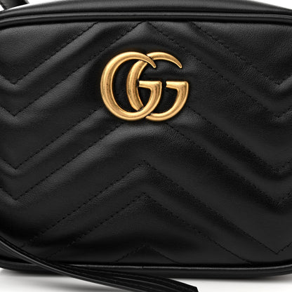 Gucci Calfskin Matelasse Mini GG Marmont Chain Shoulder Bag Black 8 of 10