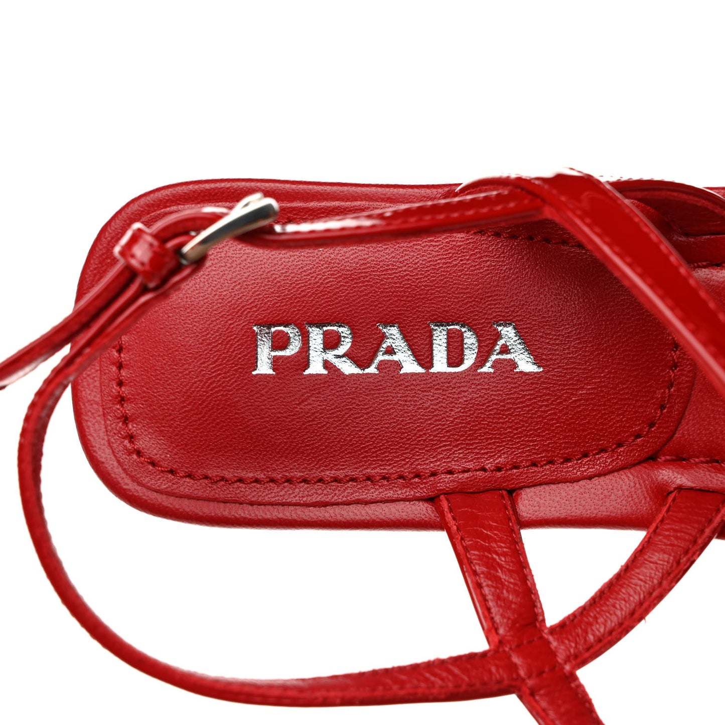 Vernice Metal Triangle Logo Slingback Flat Thong Sandals 36 Rosso