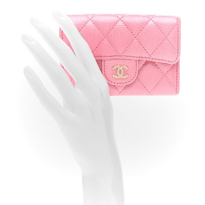 Chanel Cloudy Pearly Goatskin Quilted Flap Card Holder Wallet Pink 2 of 8