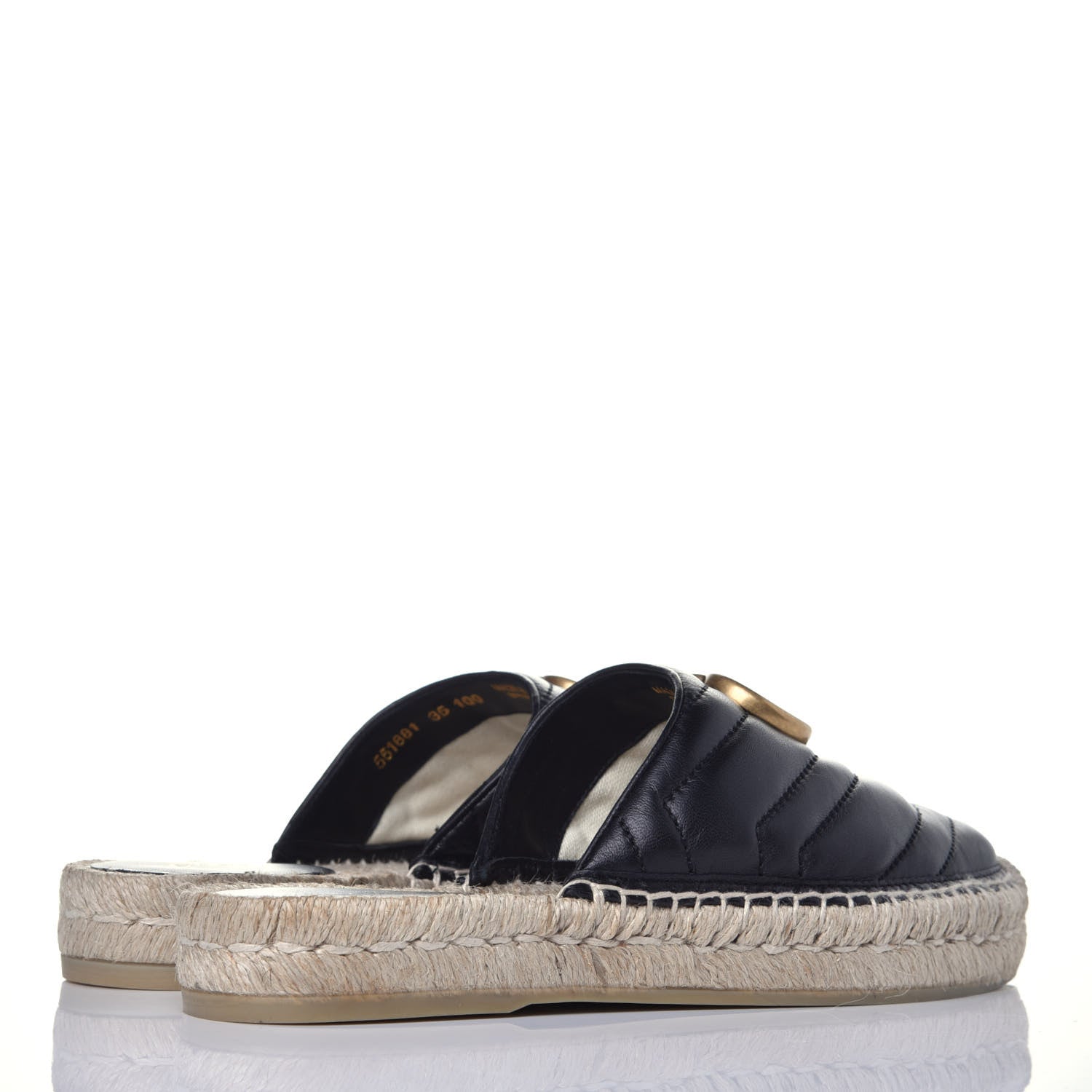 Gucci Nappa Matelasse GG Marmont Espadrille Slippers 35 Black 4 of 9
