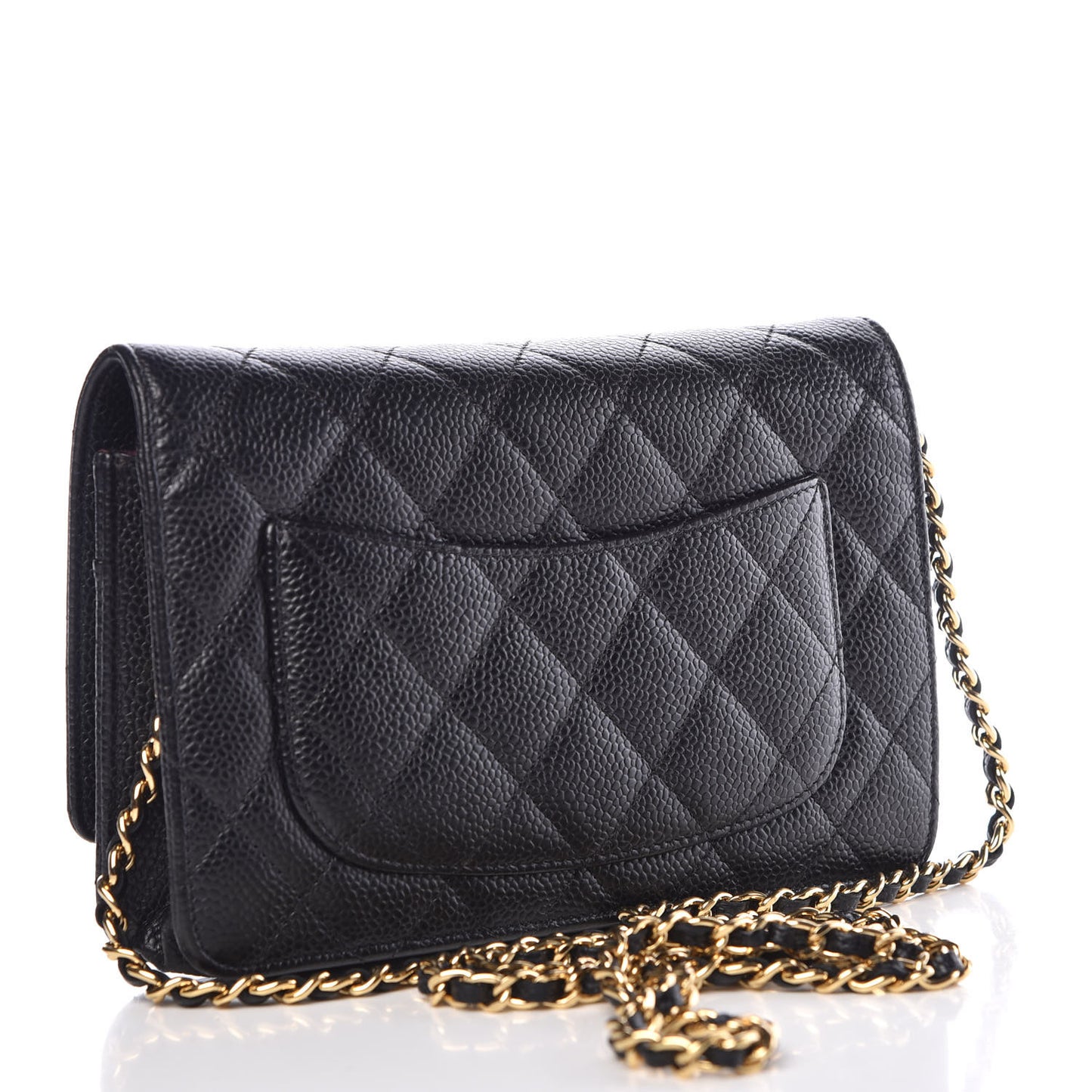 Caviar Quilted Wallet On Chain WOC Black