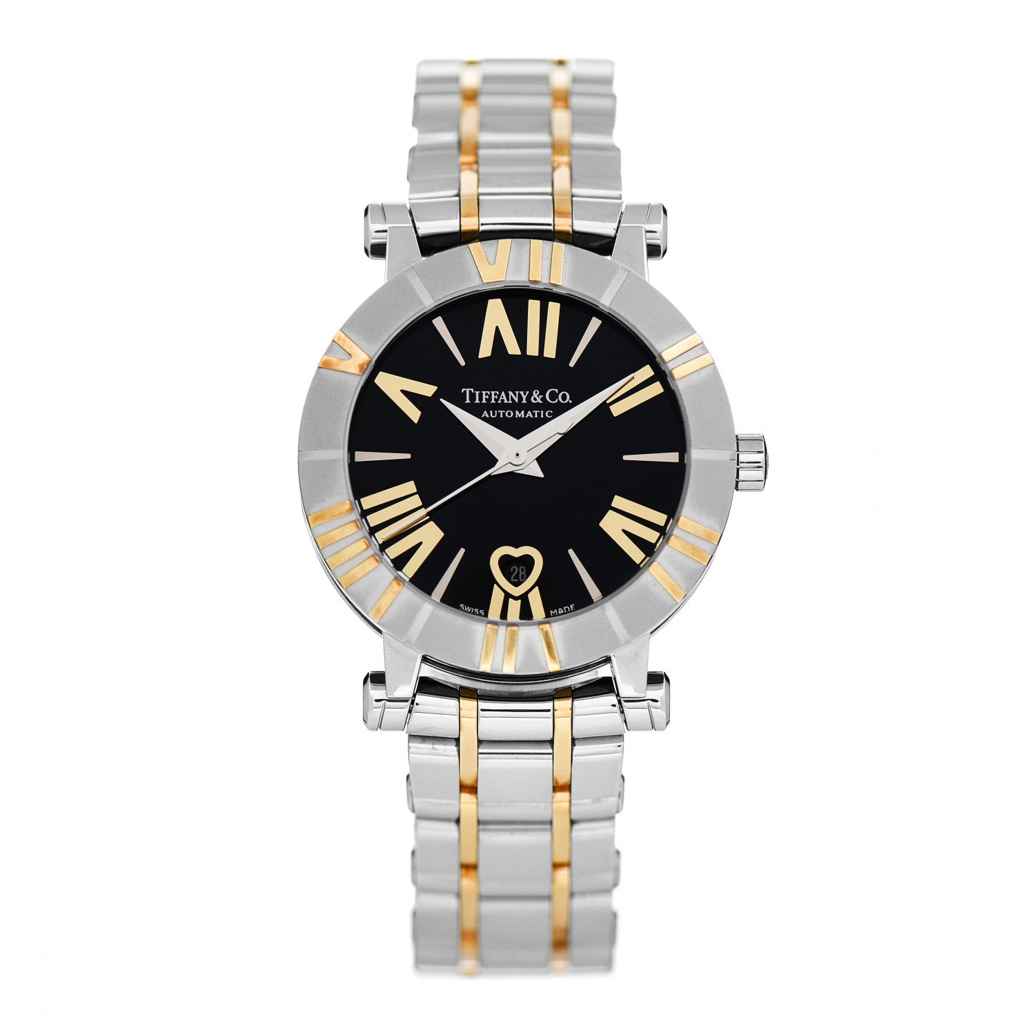 Tiffany Stainless Steel 18K Yellow Gold 30mm Atlas Automatic Watch Black 1 of 5