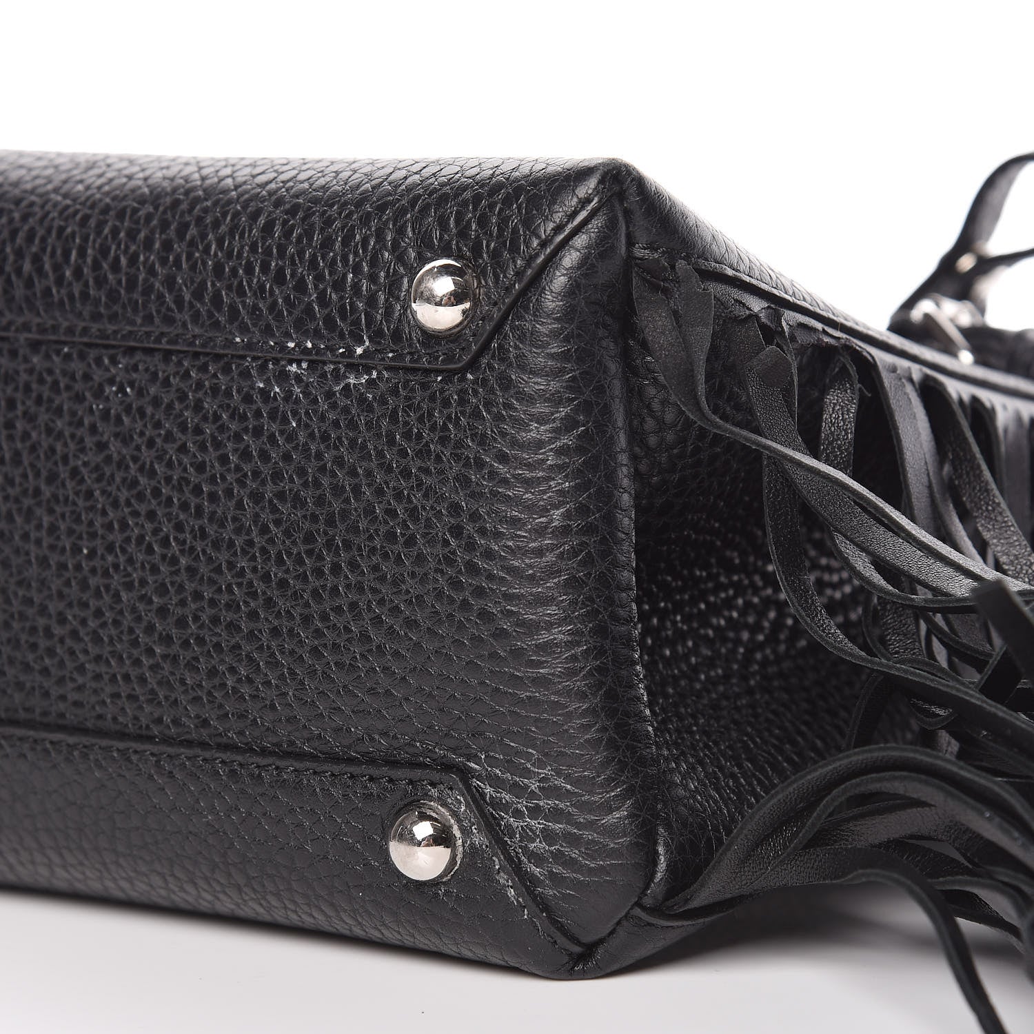 Burberry Grainy Calfskin Studded Fringe Baby Banner Tote Black 11 of 12