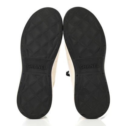 Chanel Velvet Calfskin Mixed Fibers CC Sneakers 39.5 Ivory Black 5 of 9