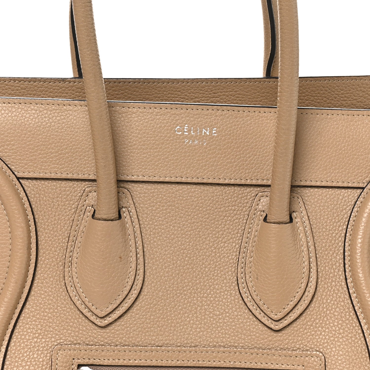 Celine Drummed Calfskin Micro Luggage Dune 7 of 10