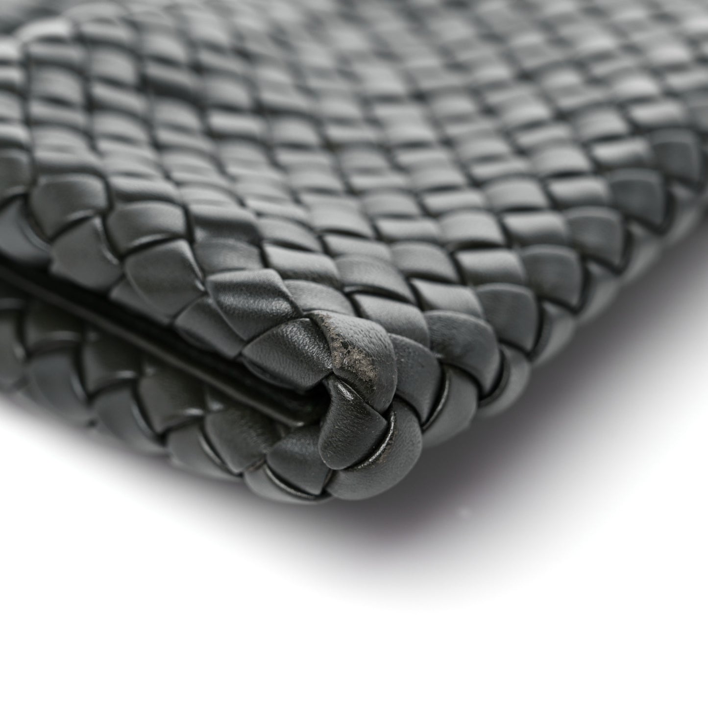 Nappa Intrecciato Crisscross Clutch Vert Fonce