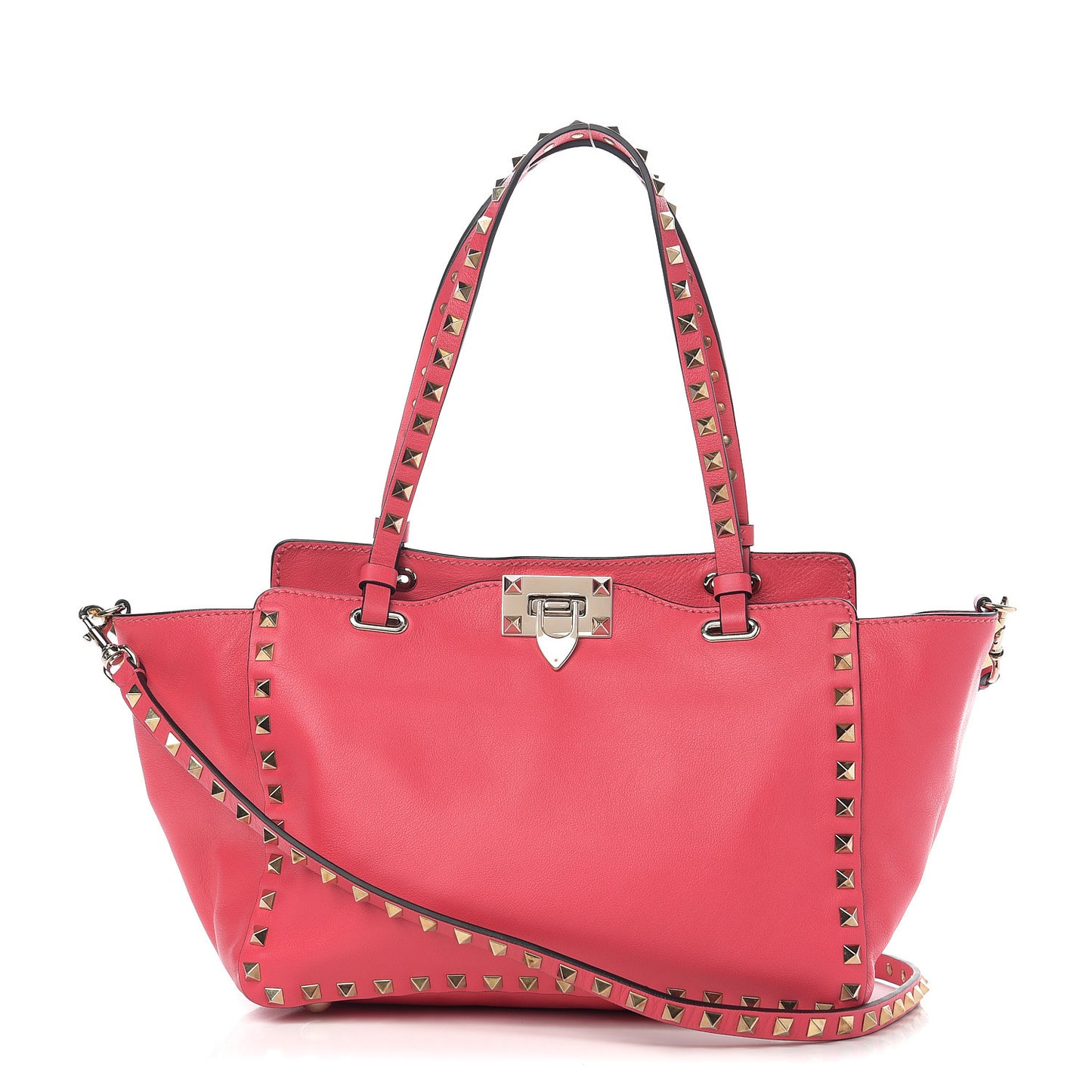 Vitello Small Rockstud Tote Raspberry