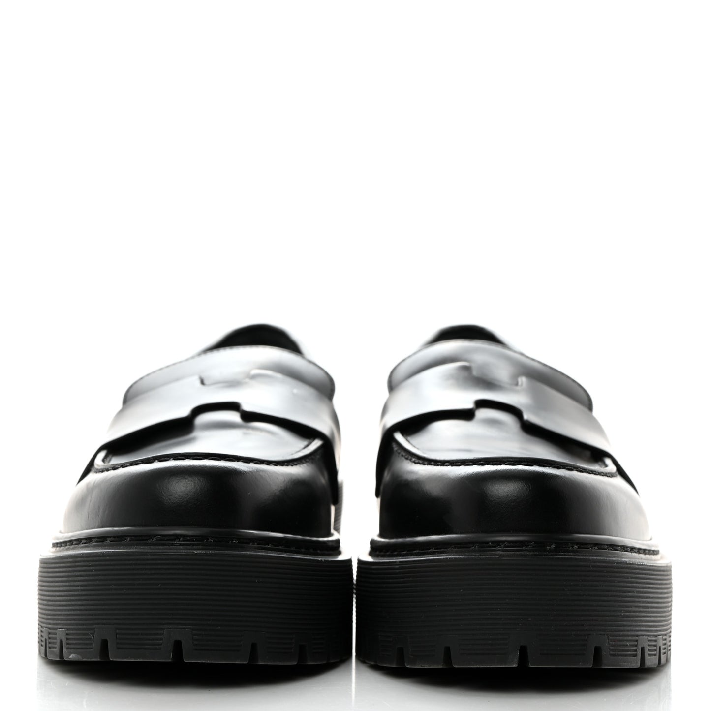 Glazed Calfskin Womens Hitch Loafers 35 Black