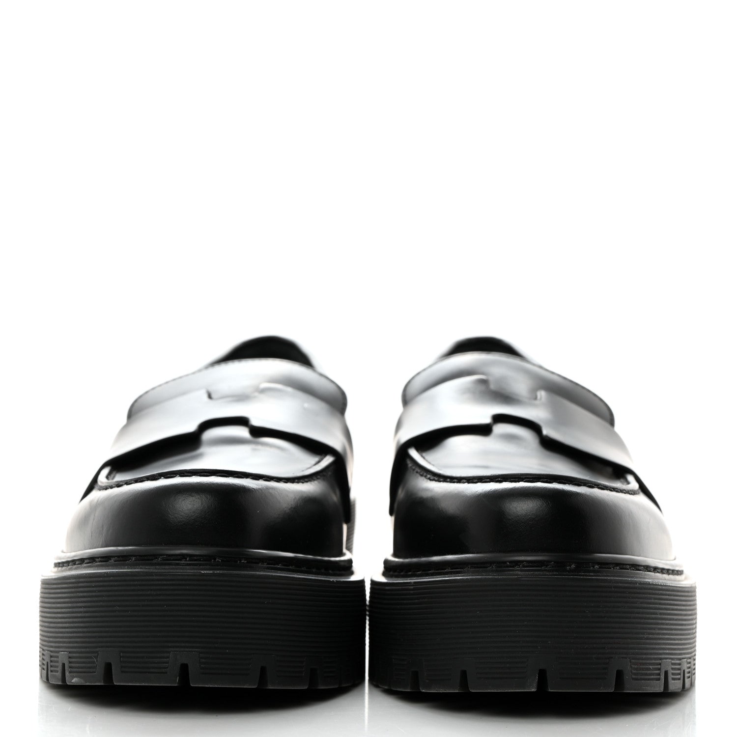 Hermes Glazed Calfskin Womens Hitch Loafers 35 Black 2 of 8