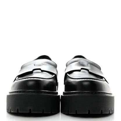 Hermes Glazed Calfskin Womens Hitch Loafers 35 Black 2 of 8