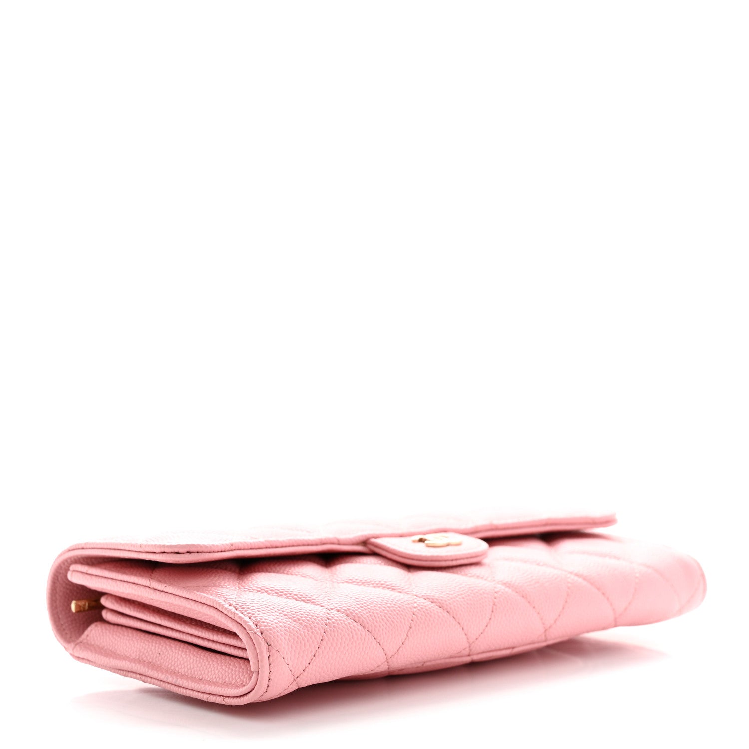 Chanel Caviar Quilted Large Gusset Flap Wallet Light Pink 4 of 9