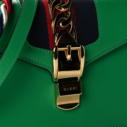 Gucci Vitello Fontanella Web Mini Sylvie Top Handle Bag Synthetic Green Garden 11 of 12