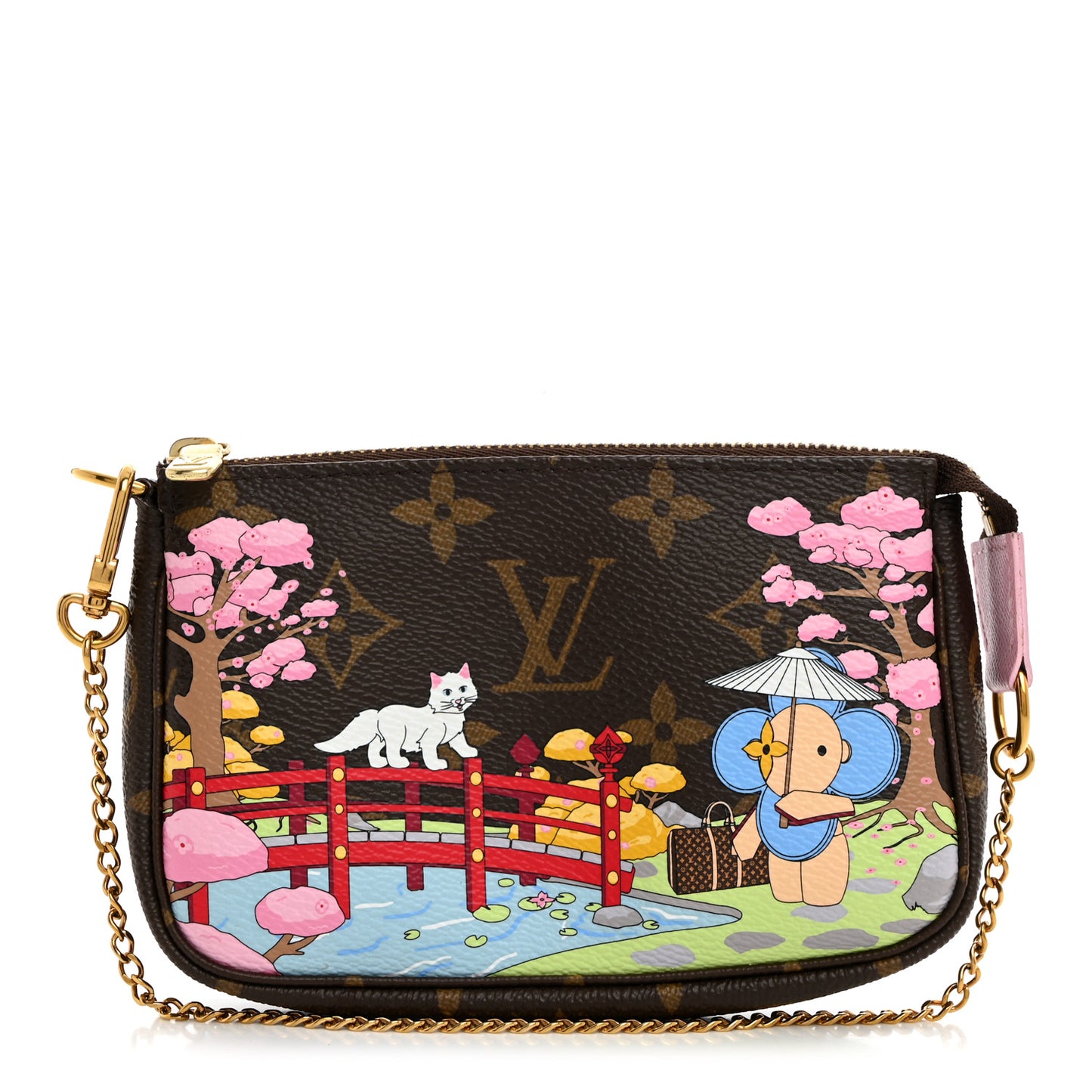 Monogram 2021 Christmas Animation Japanese Garden Mini Pochette Accessories Wisteria Pink