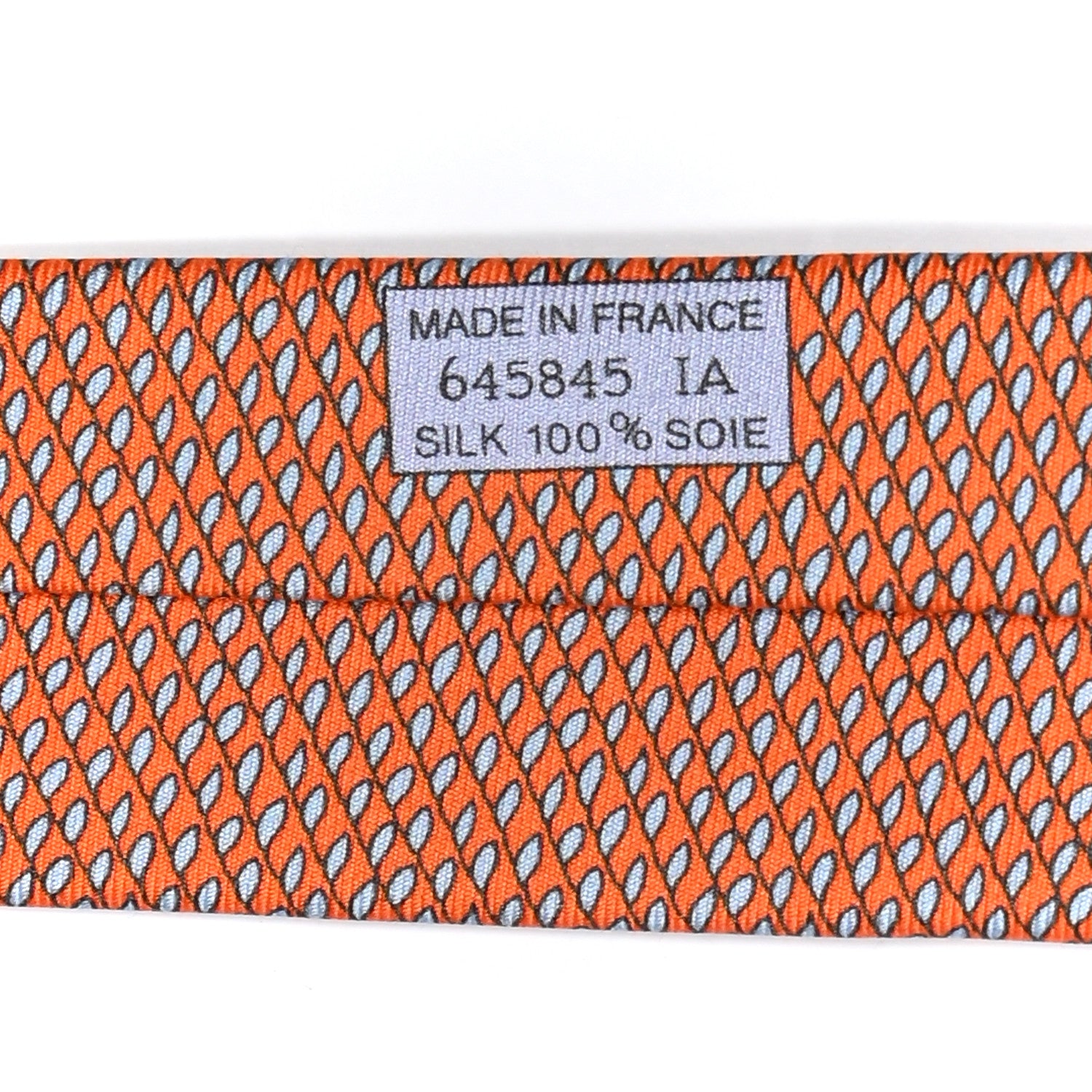 Hermes Silk Printed French Baguette Mens Neck Tie Orange Vif Ciel 4 of 6