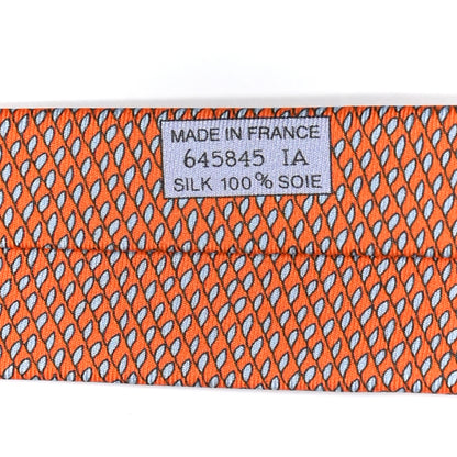 Hermes Silk Printed French Baguette Mens Neck Tie Orange Vif Ciel 4 of 6