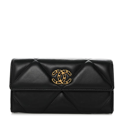 Chanel Lambskin Quilted Chanel 19 Flap Wallet Black 1 of 8